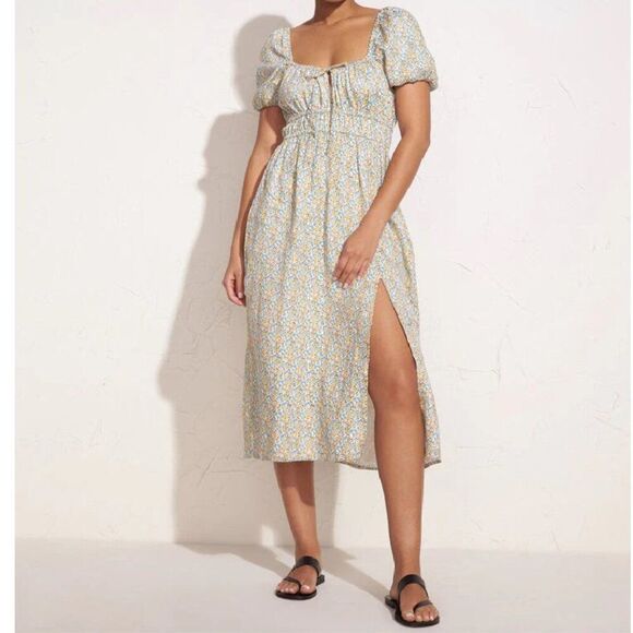 Faithfull the Brand Revolve Terina Linen Midi Dress Sabinosa Floral Print XS - Picture 1 of 8
